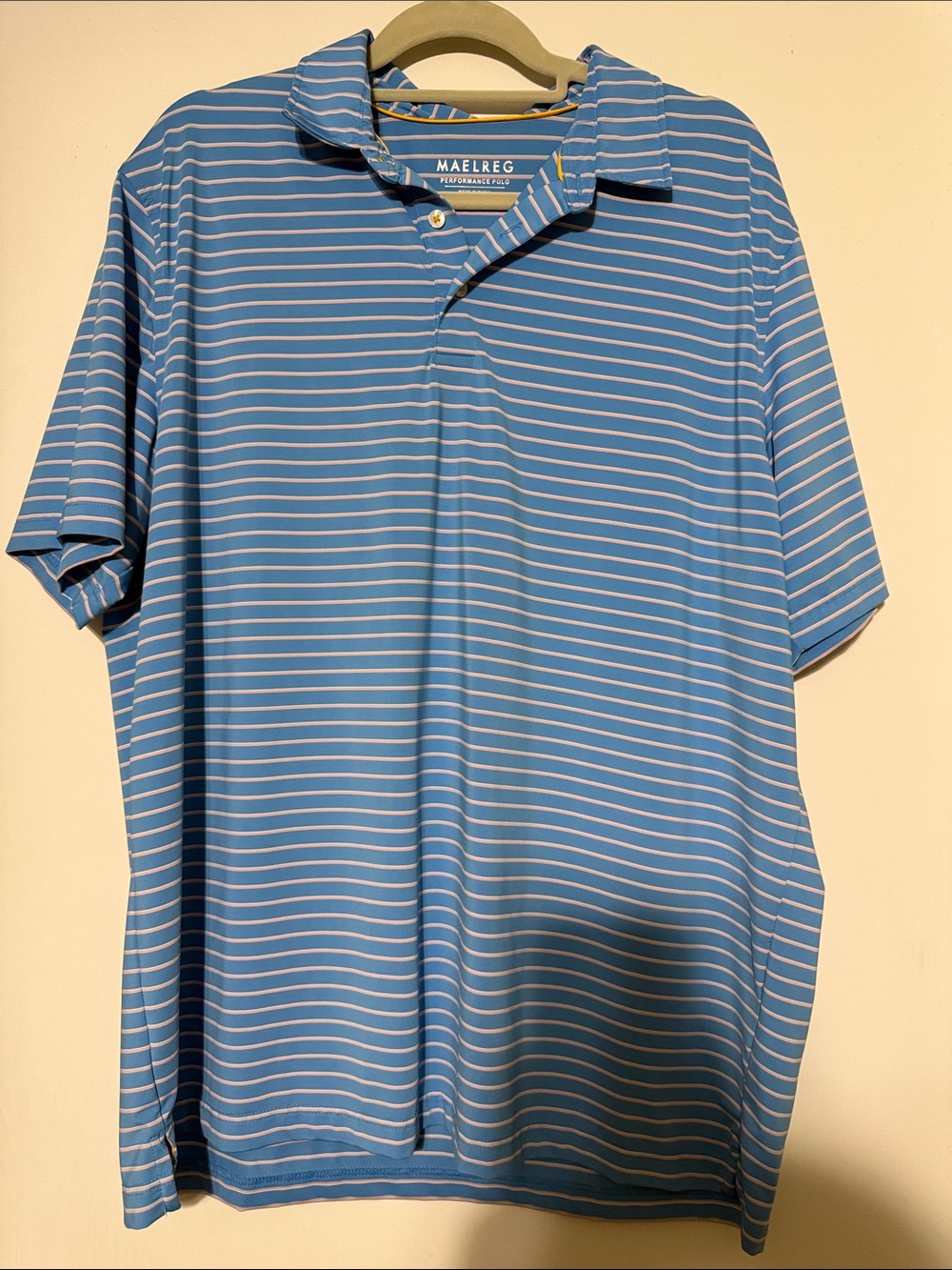 Maelreg Blue Striped Performance Polo